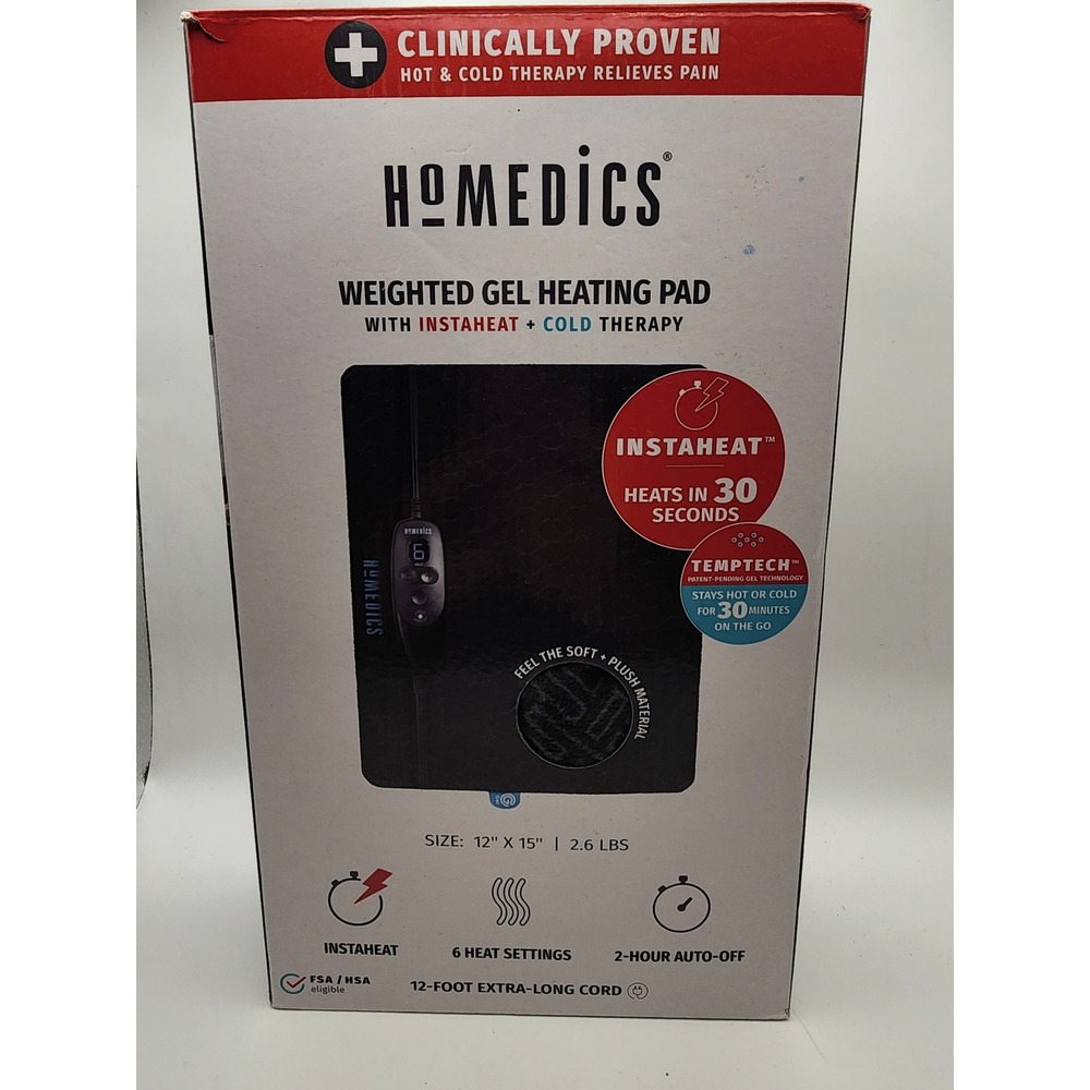 NEW HoMedics Weighted Gel Heating Pad 12x15 Black Hot Cold Therapy